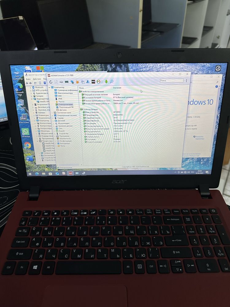 Гарантия Acer Pentium N5000/ОЗУ-4ГБ/ССД-128ГБ емкость 65% в отличном