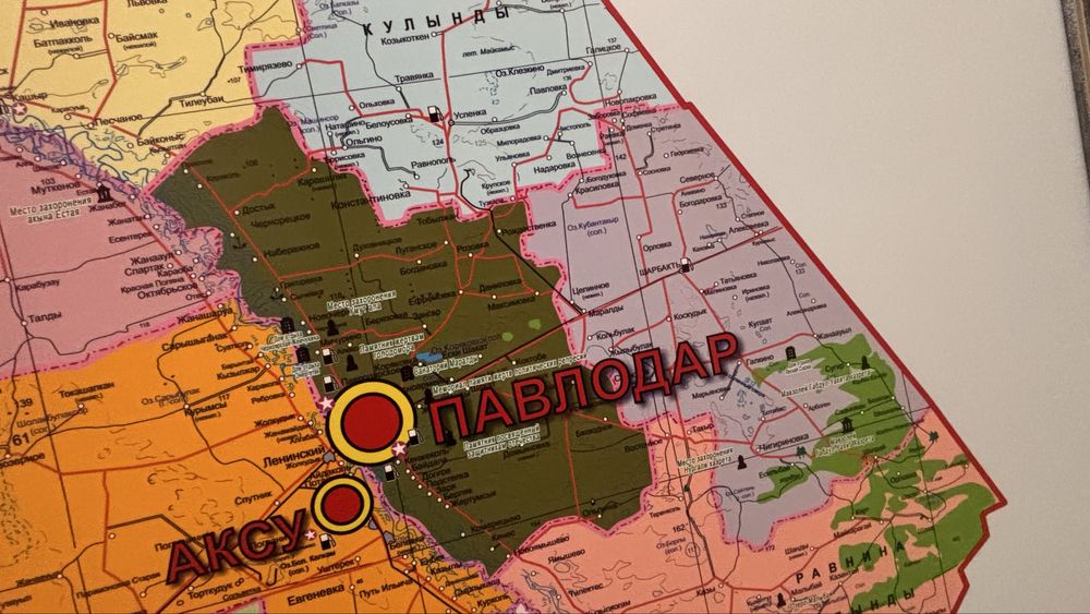 Карта настенная туристичекая, Павлодаркой облати