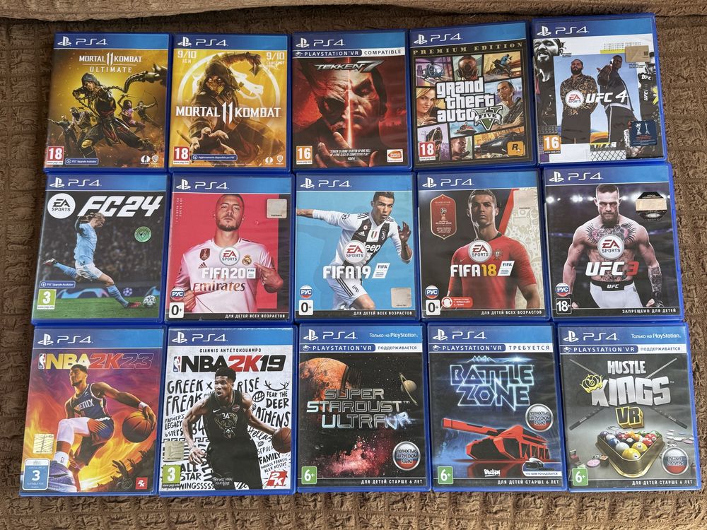 Игры для PlayStation 4 диски,MK11,Tekken 7,GTA5,UFC4,FC24,NBA 2K23/19