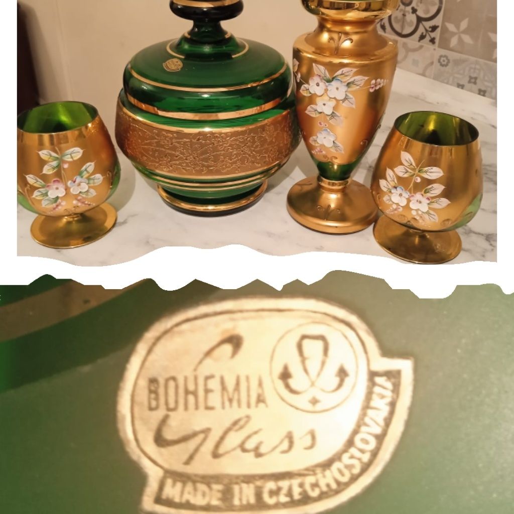 Ваза с бокалами Богемский хрусталь (Чехословакия)
