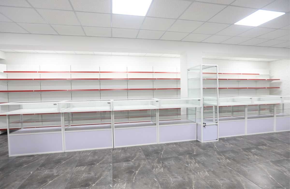 Прилавок торговый из профиля и стекла, Акция, для магазина shpr