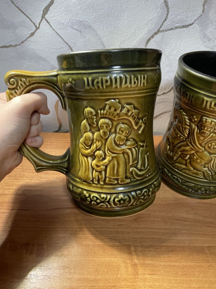 Пивные кружки из СССР. «Емельян Пугачев», «Царицын». Керамика.