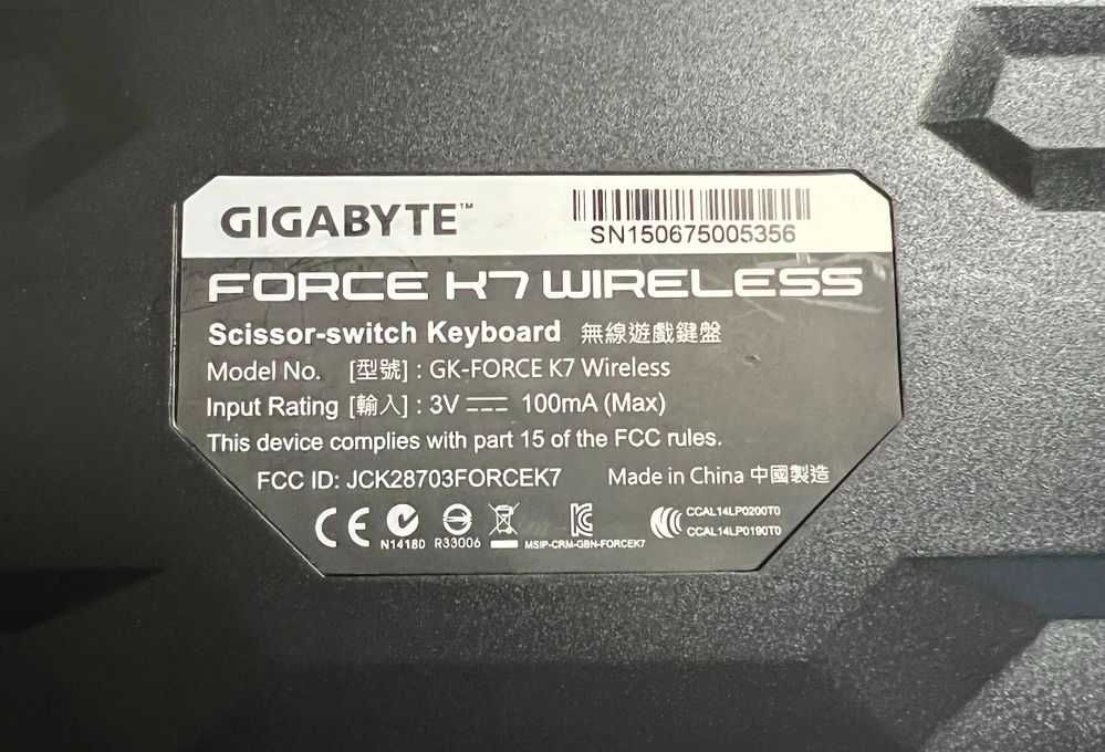 Клавиатура беспроводная GIGABYTE FORCE K7 Wireless