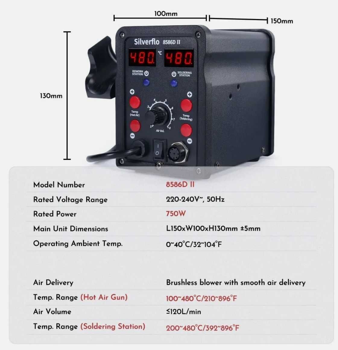 Термовоздушная паяльная станция Sumsour 8898  Silverflo 8586D II