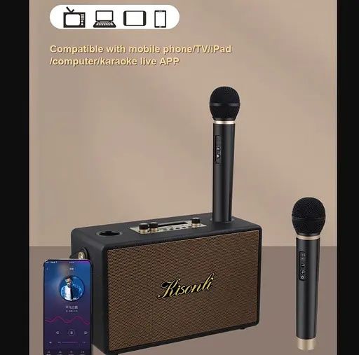 Портативная колонка Kisonli G101 ретро для караоке Bluetooth 2400 mAh