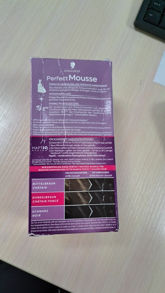 Краска для волос Perfect Mousse (Глубокий ЧЕРНЫЙ]
