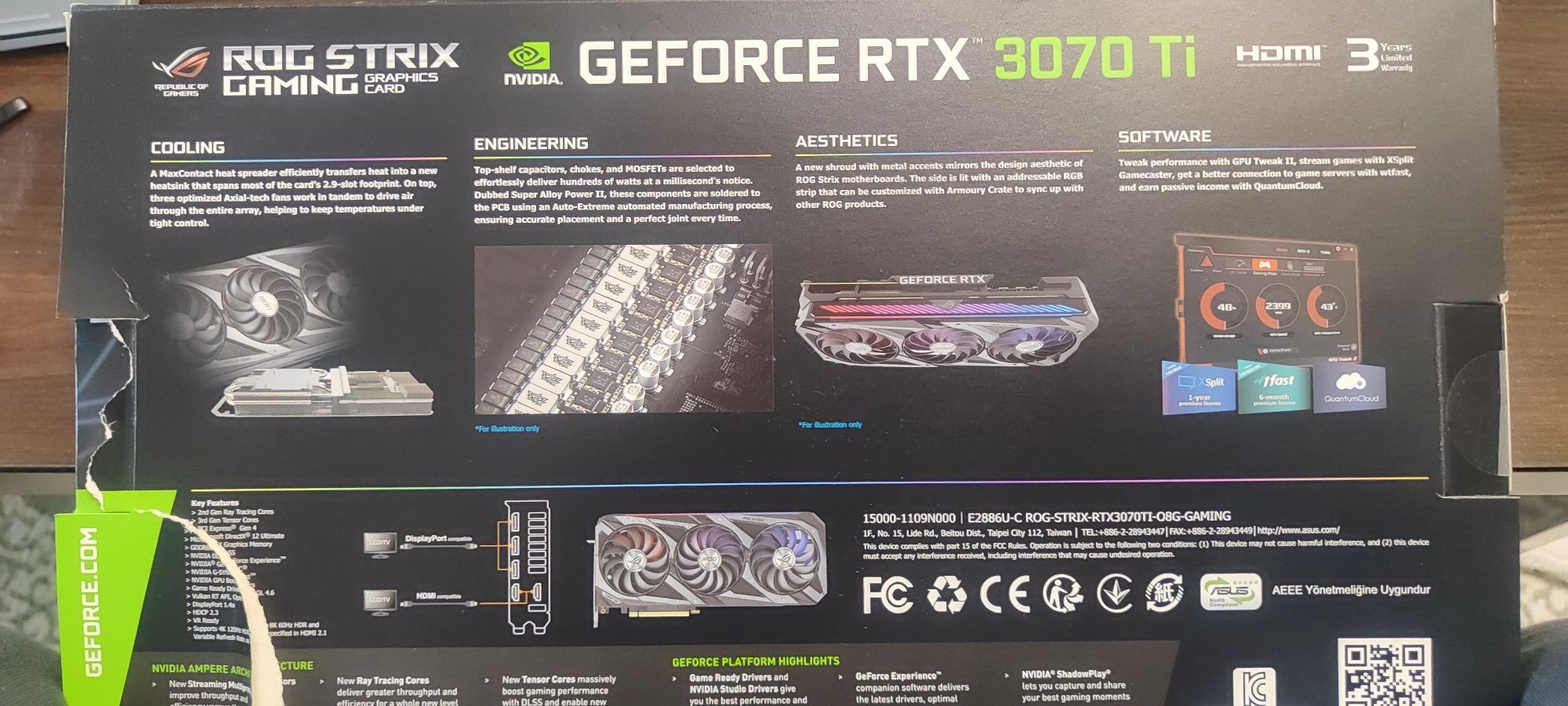 Видеокарта Asus Rog Strix Gaming  Geforce RTX 3070 Ti
