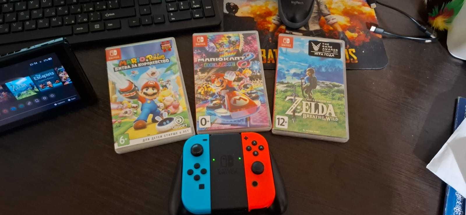 Nintendo Switch + 3 игры (картриджи) | Без коробки и блока