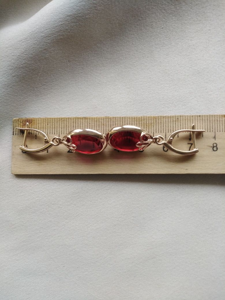 Серьги 585 пр.гранат