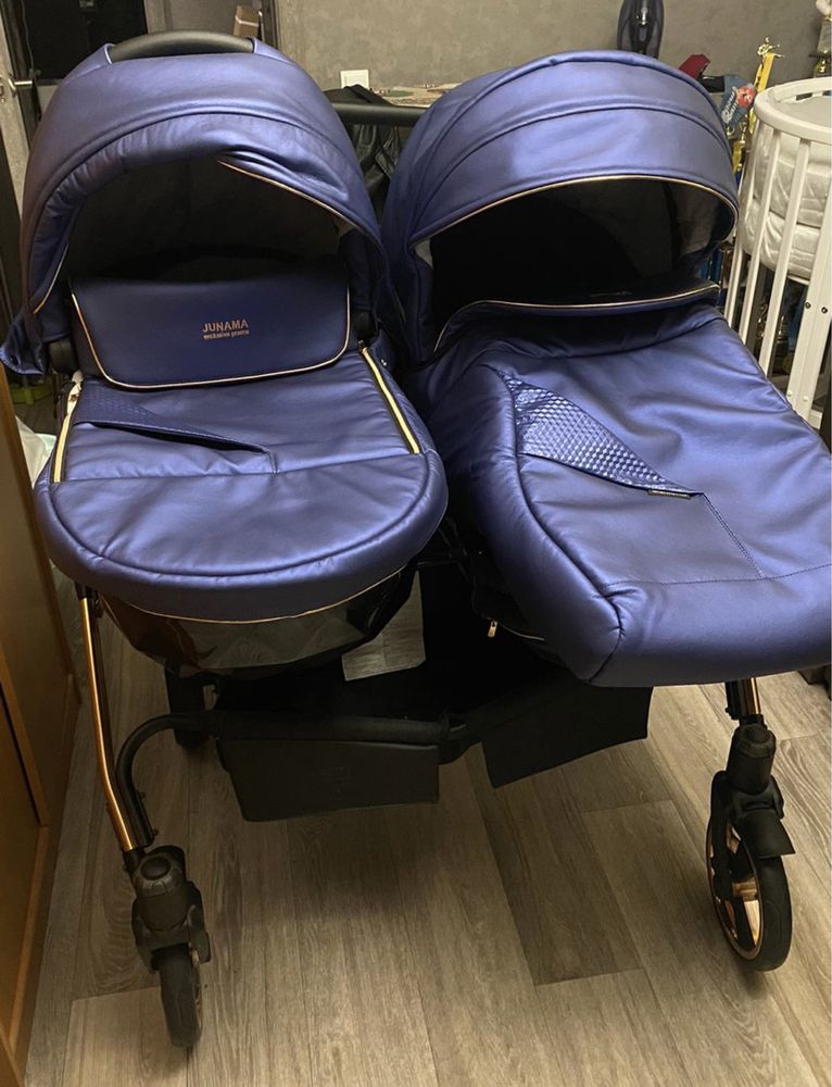 коляска для двойни junama diamond SPECIAL DUO синяя