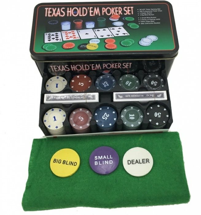 Покерный набор 200 фишек + 2 колоды карт и сукно. Poker Texas.