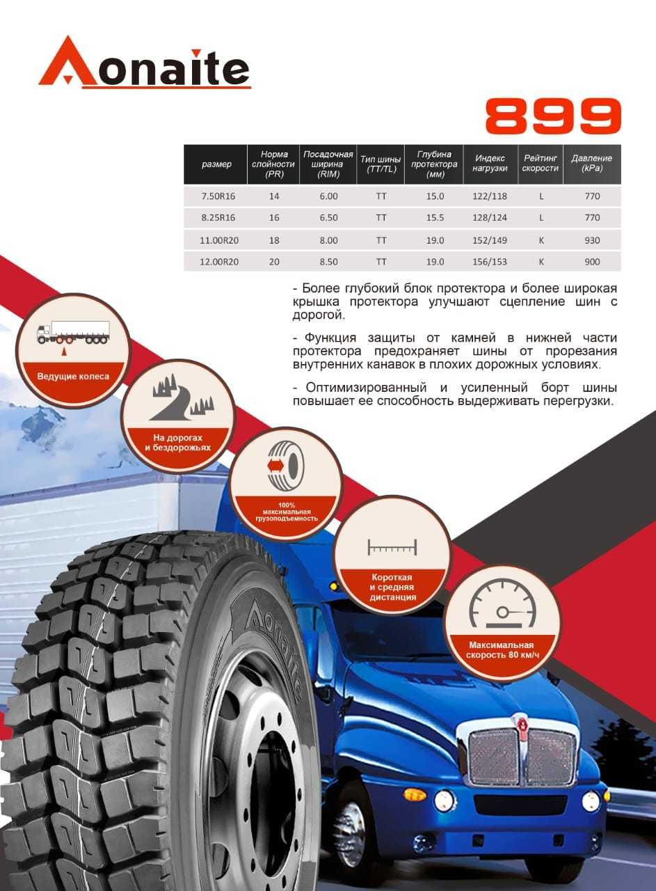 Грузовые шины 12.00R20-899 PR20 Aonaite (Ведущие)