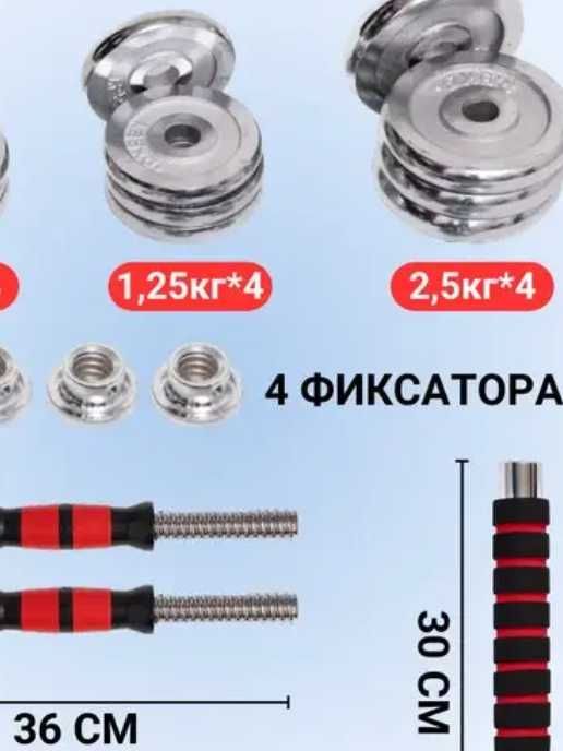 Гантели разборные, пара по 10 кг. каждая, общий вес 20 кг.