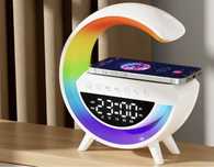 Bluetooth динамик, зарядка беспроводная, будильник, часы, ночник