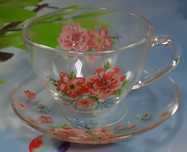 Чайный сервиз -прозрачный с рисунком