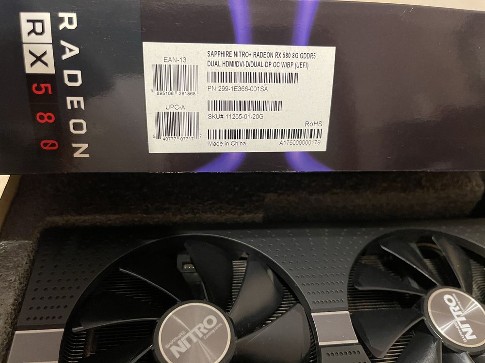 Продам видеокарту Sapphire nitro+ radeon rx580