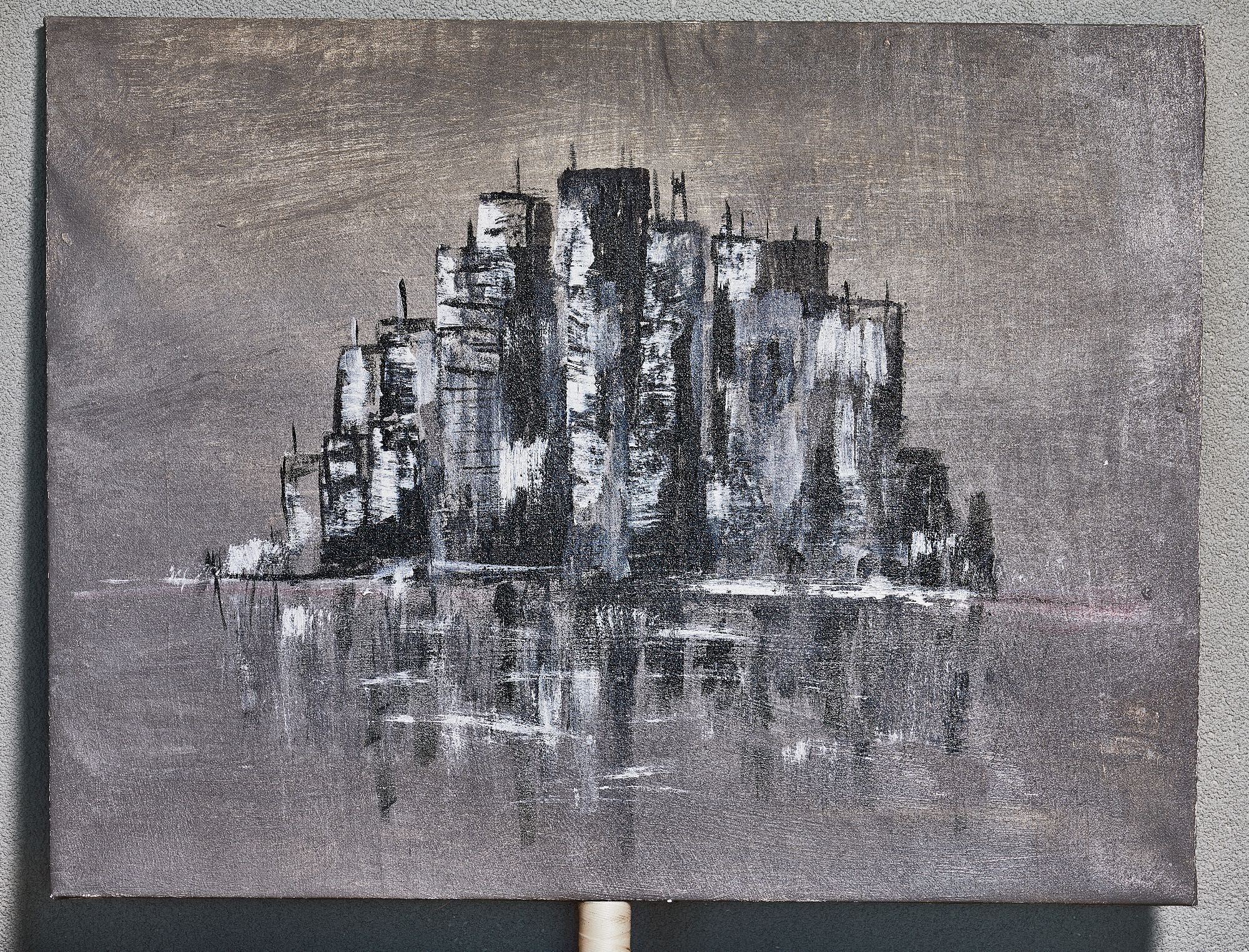 Картина казахстанского художника, холст, масло 70 х 48 см, синие тона