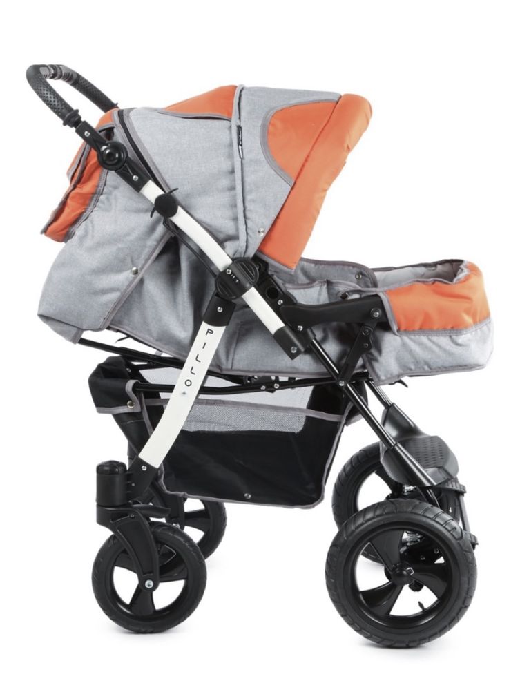 Коляска трансформер Babyton Pillo OX, серый, оранжевый