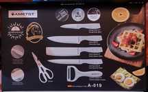 Набор кухонных ножей. Набор ножей 6шт. Овощерезка, ножница. Knife set