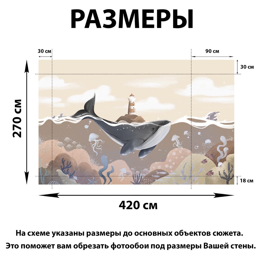 Фотообои детские с китом 420х270 см