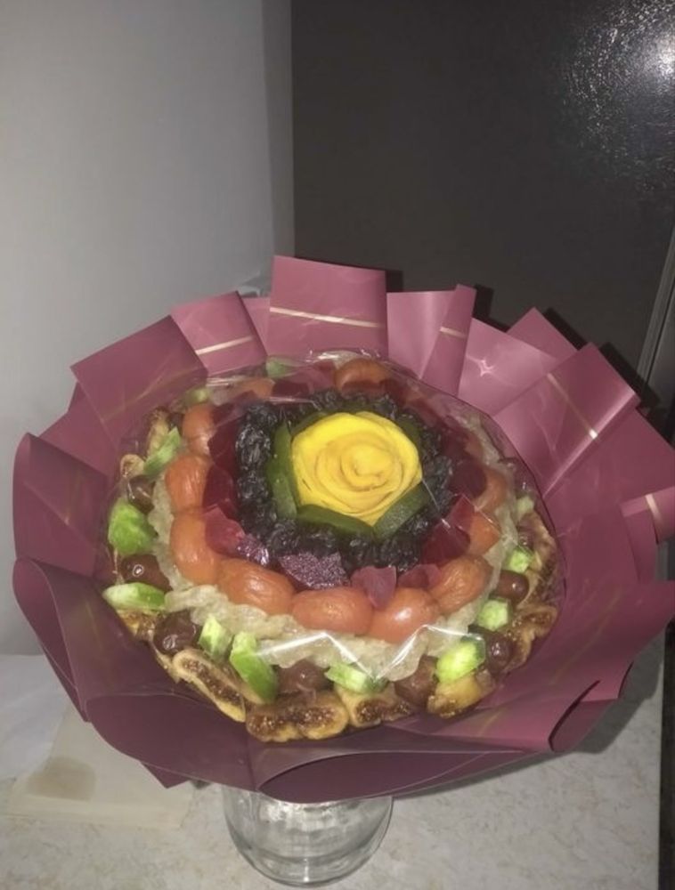 Букет из сухофруктов, корзины из сухофруктов, фрукты