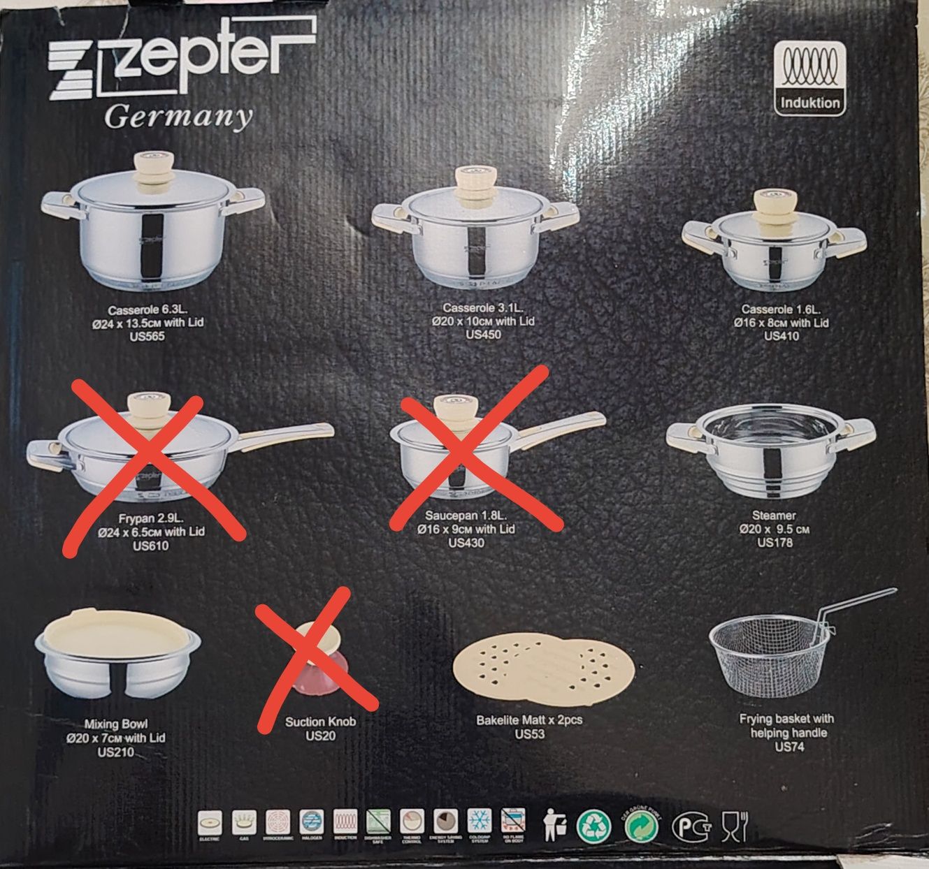 Zepter (новый набор кастрюли)