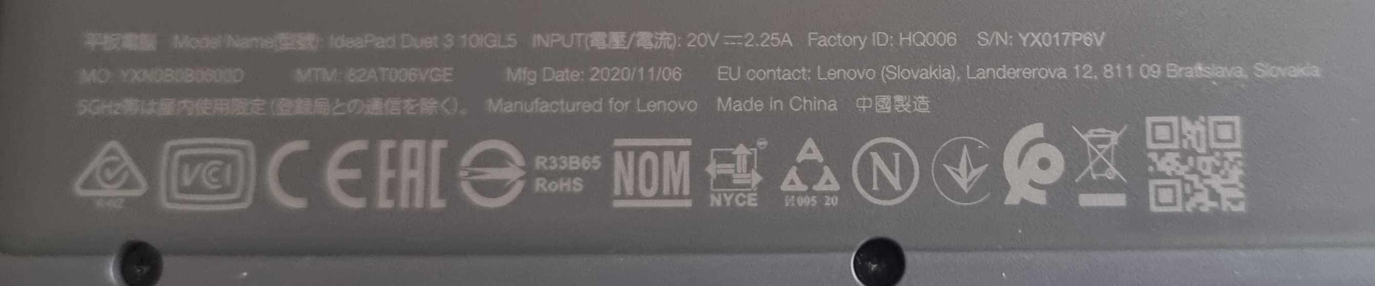 Lenova idea Pad Duet 3