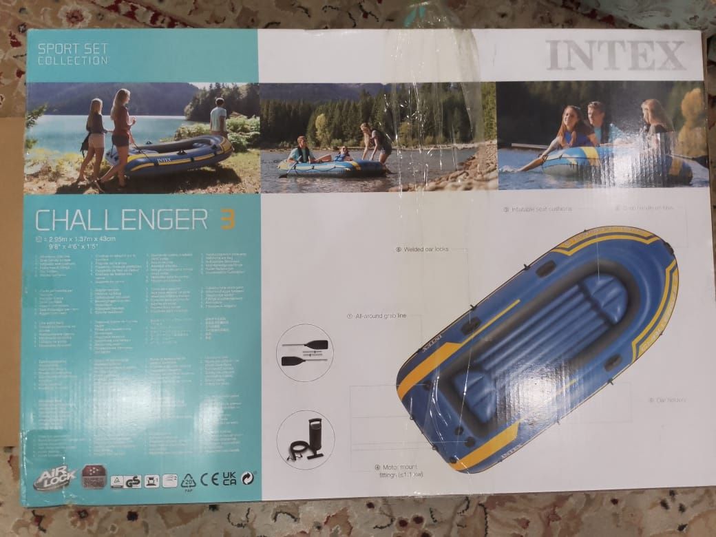 Надувная лодка Intex 68367NPChallenger-2 Set пластиковые вёсла и насос