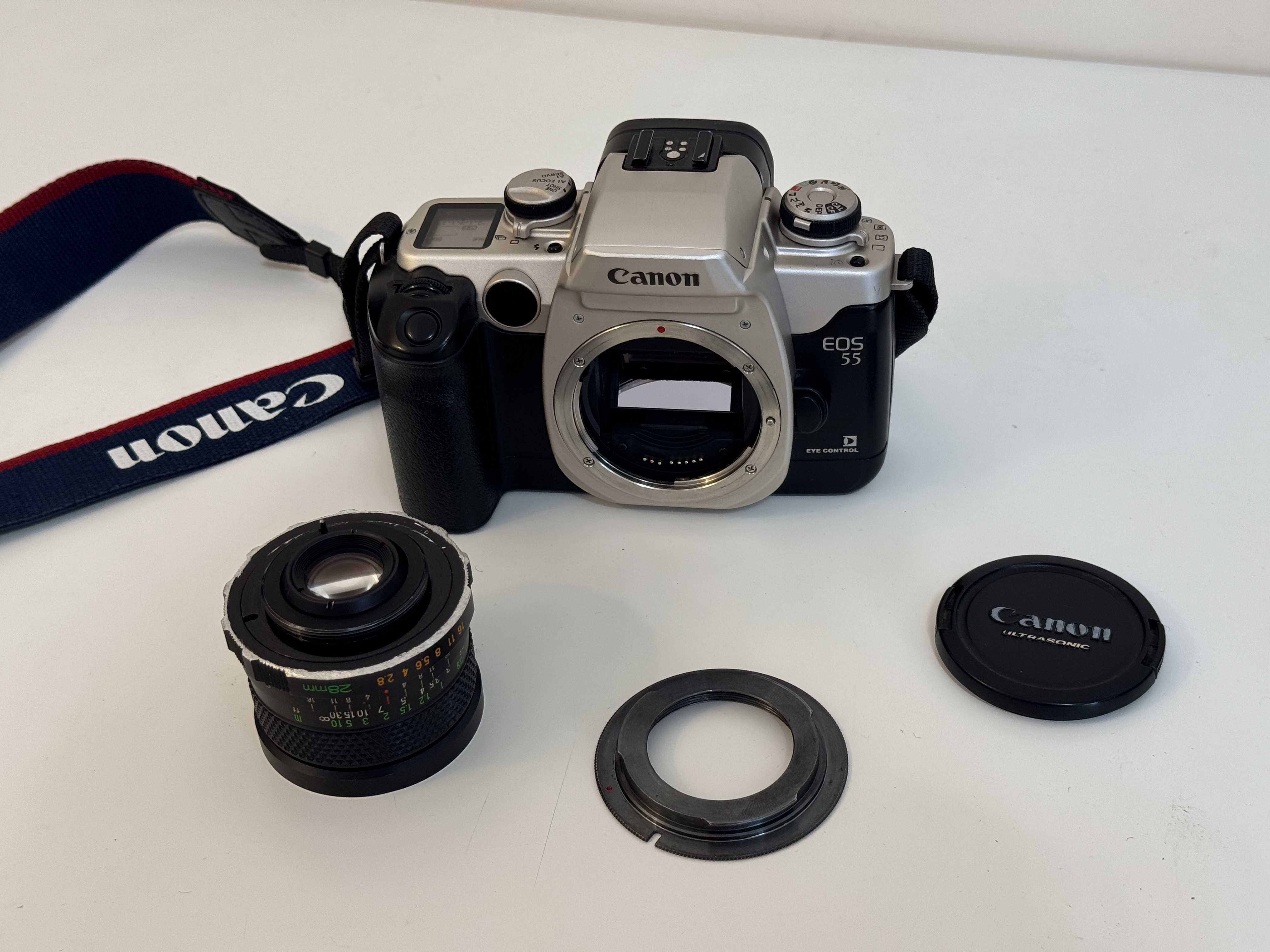 Пленочный фотоаппарат Canon EOS 55 (EOS 50) + Mamiya Sekor 28/2.8
