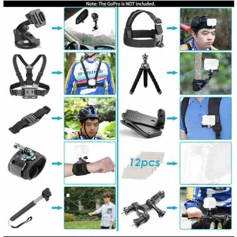 Набор креплений для экшен-камер Gopro, Xiaomi Yi, SJCAM, H9/H9R, DJI .