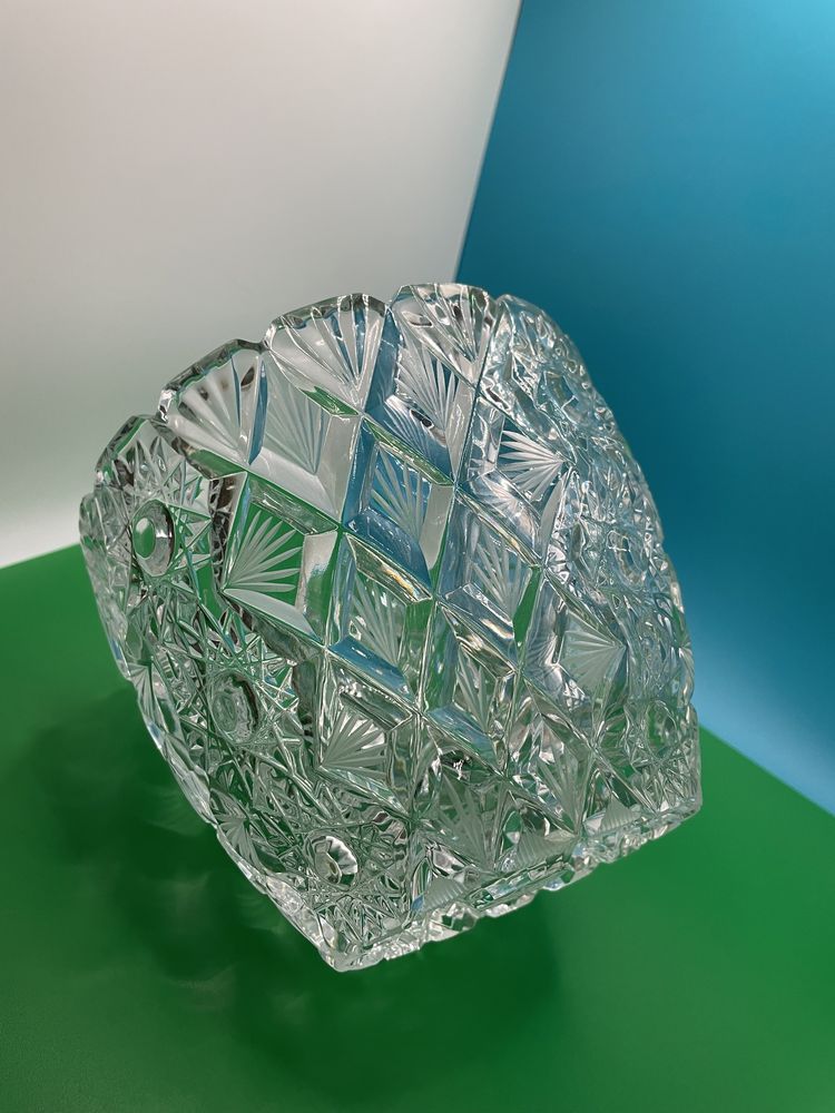 Хрусталь с рельефным геометрическим декором , СССР; 80-90 г;