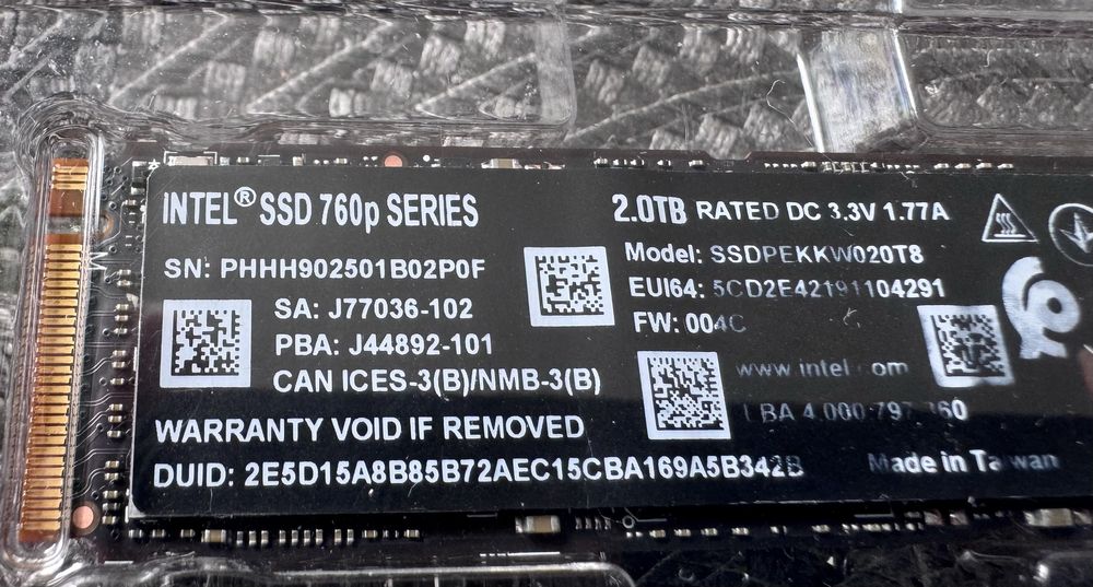SSD диск 2TB Intel 760p NVMe