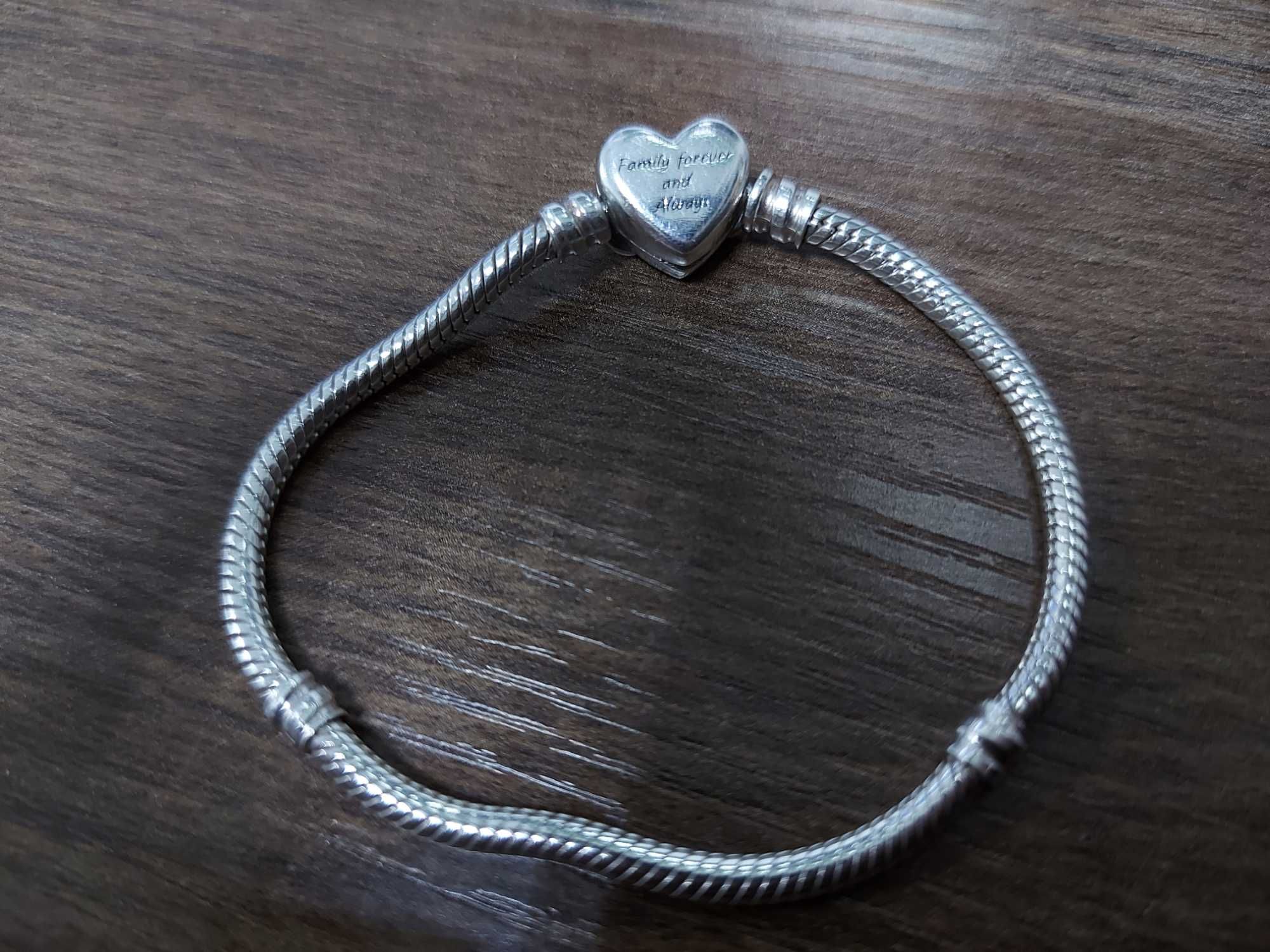 PANDORA оригинальный, Браслет «Семья – всегда и навечно» сербр. +бонус
