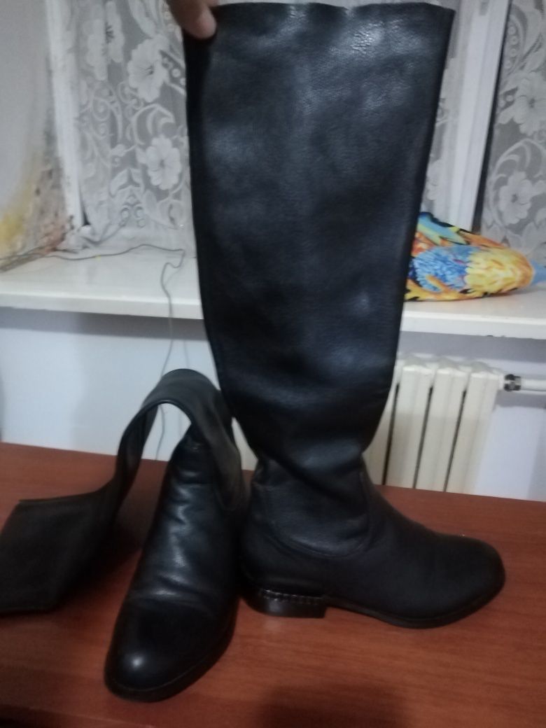 Осени сапоги кожаные
