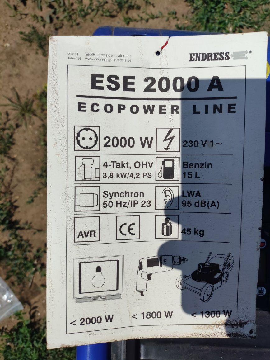 Новый Бензиновый генератор Endress ESE 2000 A