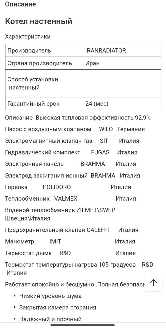 Котел газовый настенный Iranradiator L24F