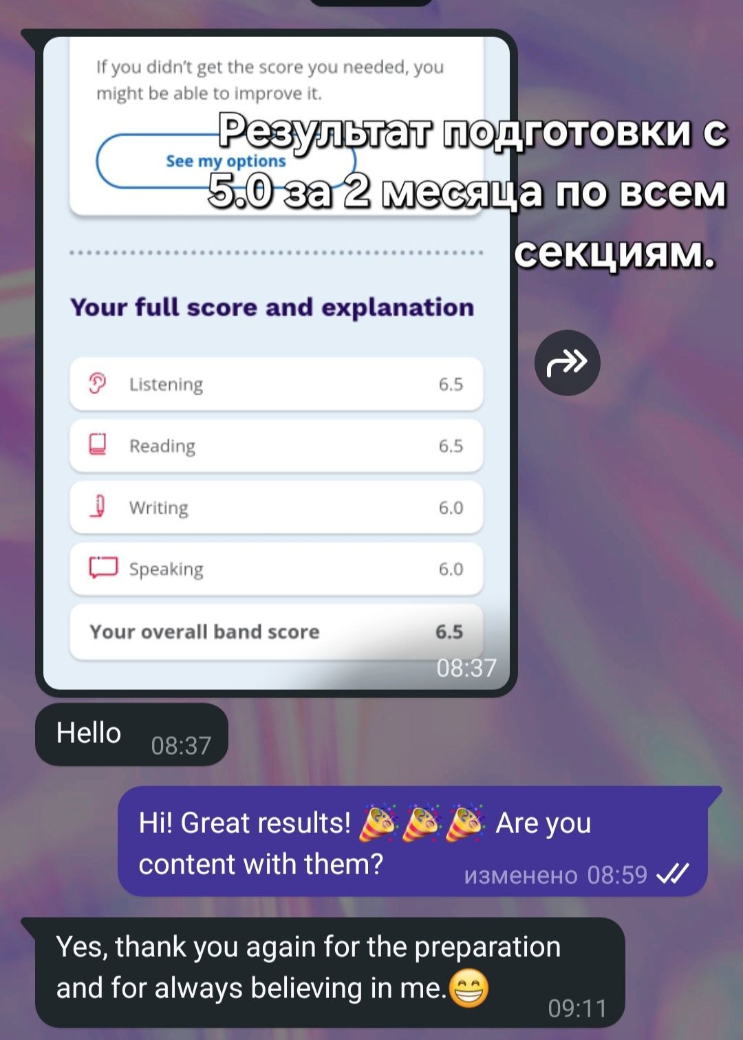 Подготовка к IELTS. Репетитор английского. . Онлайн