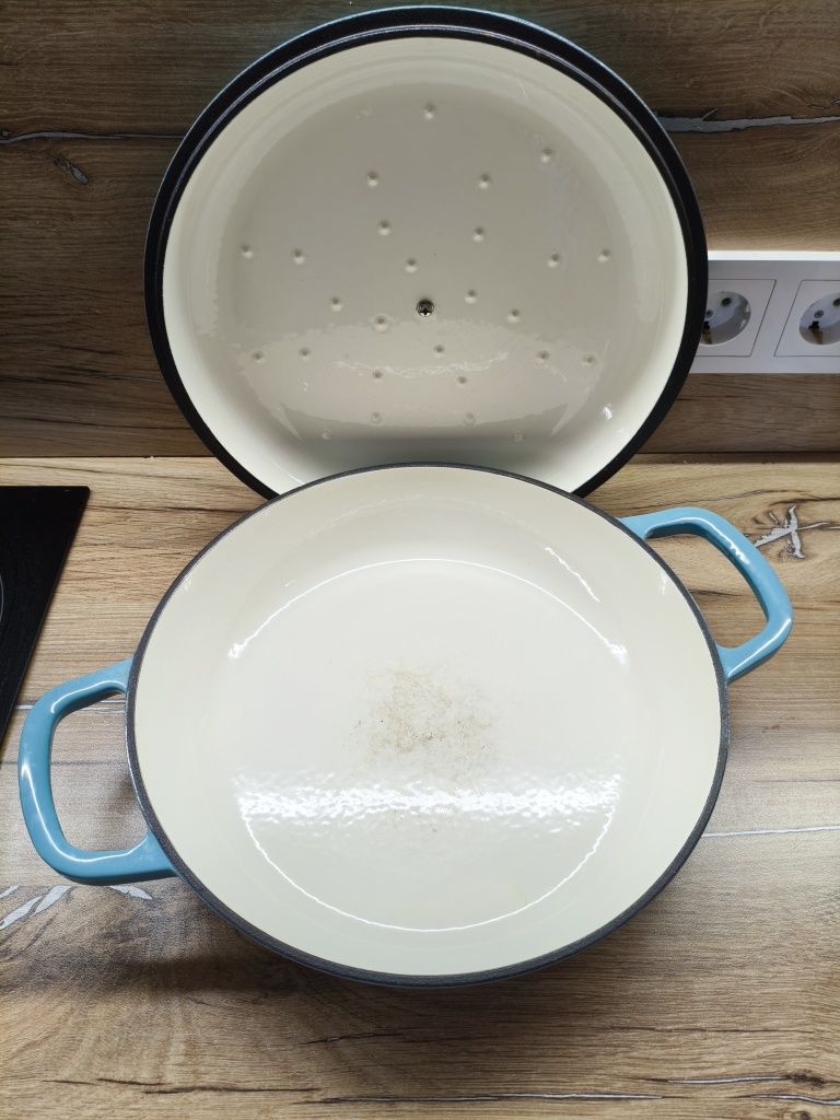 Чугунная кастрюля Le Creuset 26 см, голубая, Франция
