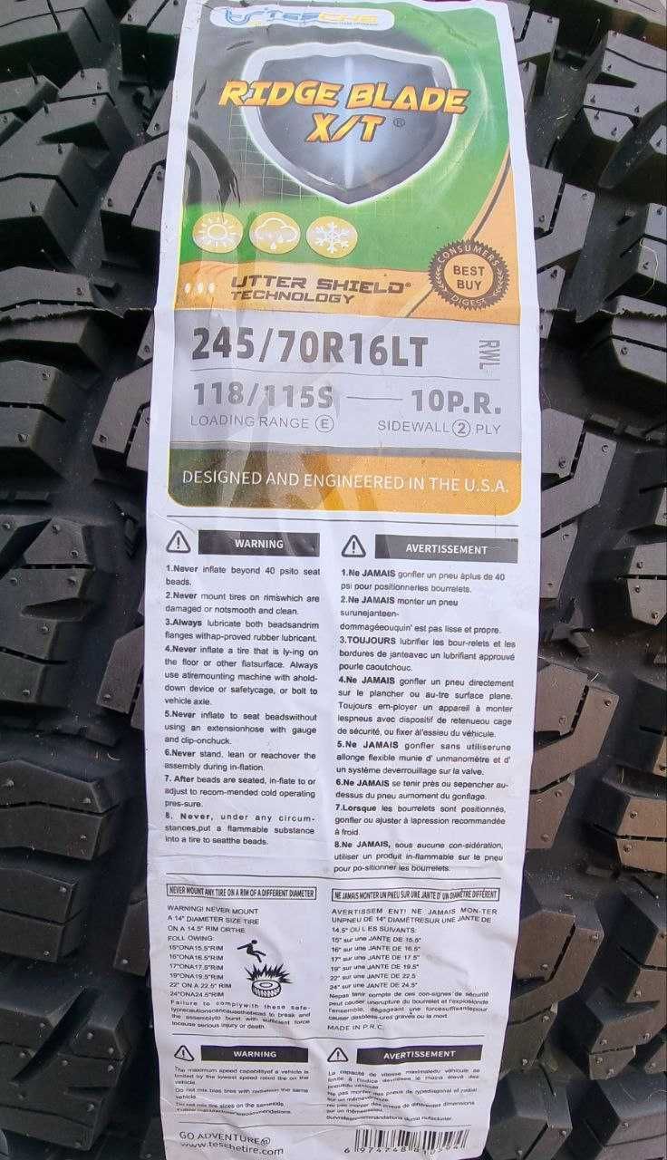 LT245/70R16 118/115S 10PR  — TESCHE RIDGE BLADE X/T