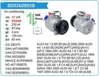 Компрессор кондиционера Audi A4, A6, Skoda Superb, Volkswagen Passat