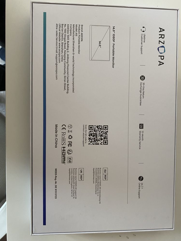 Монитор 14" Arzopa A1S