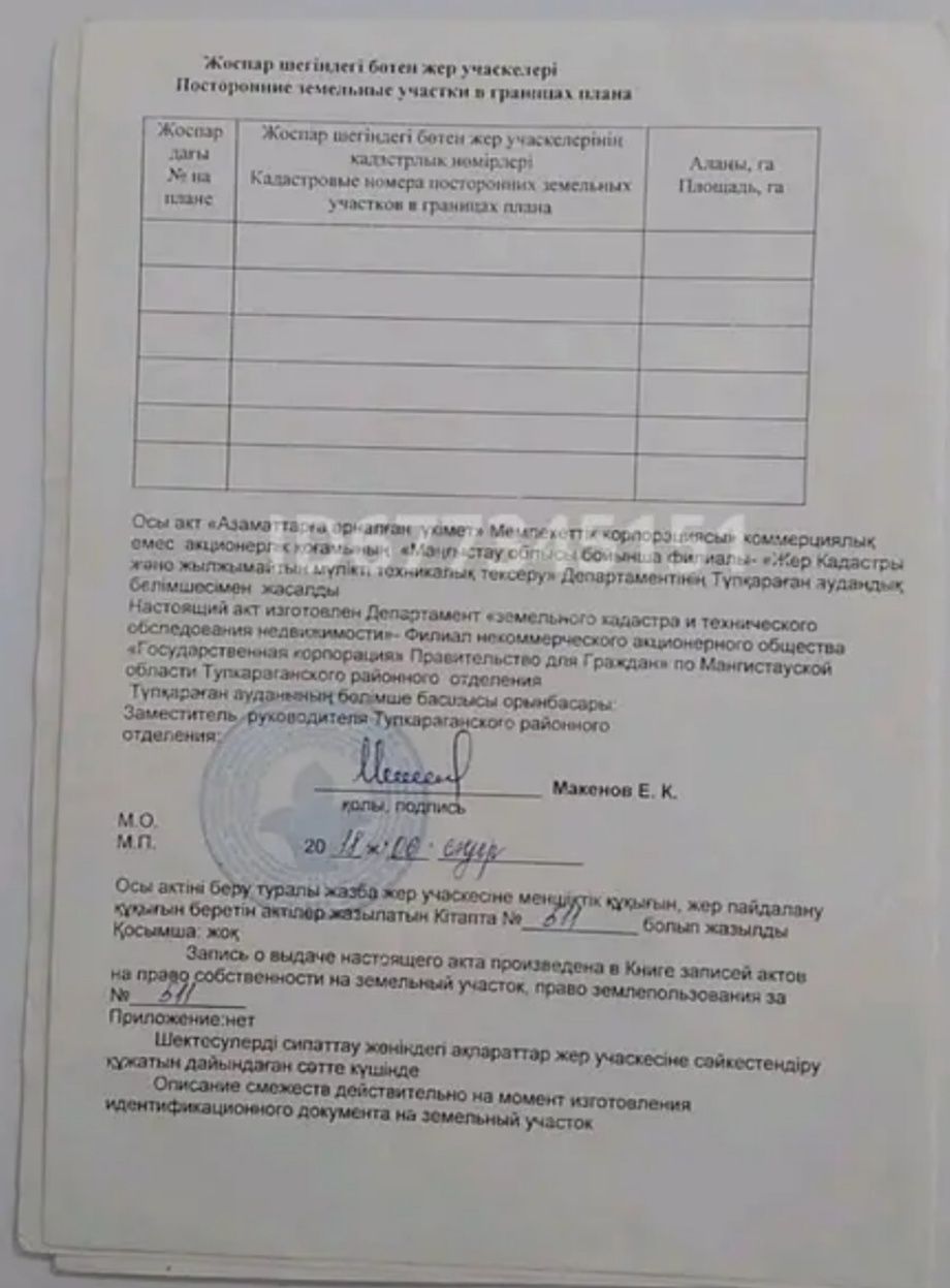 участок. Пос.  Сайын Шапагатов 4 квартал