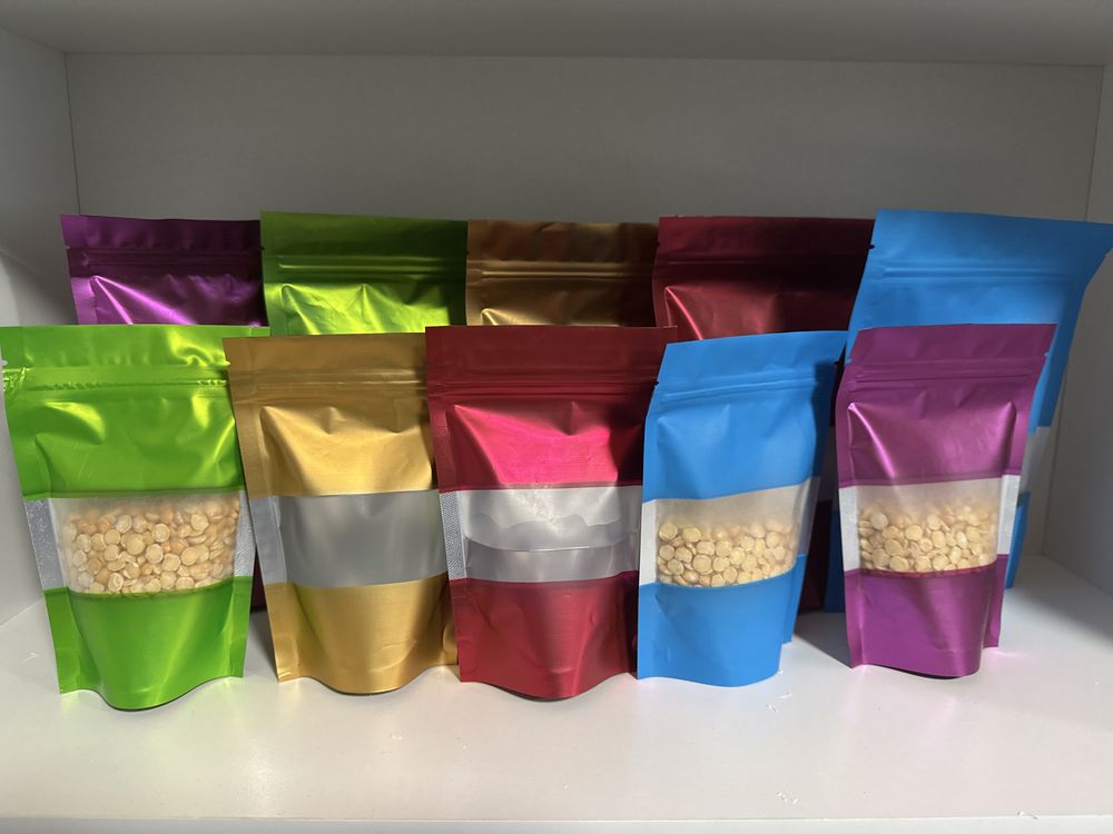 Пакеты крафт дой пак с зиплок с окном zip lock doypack для фасовки