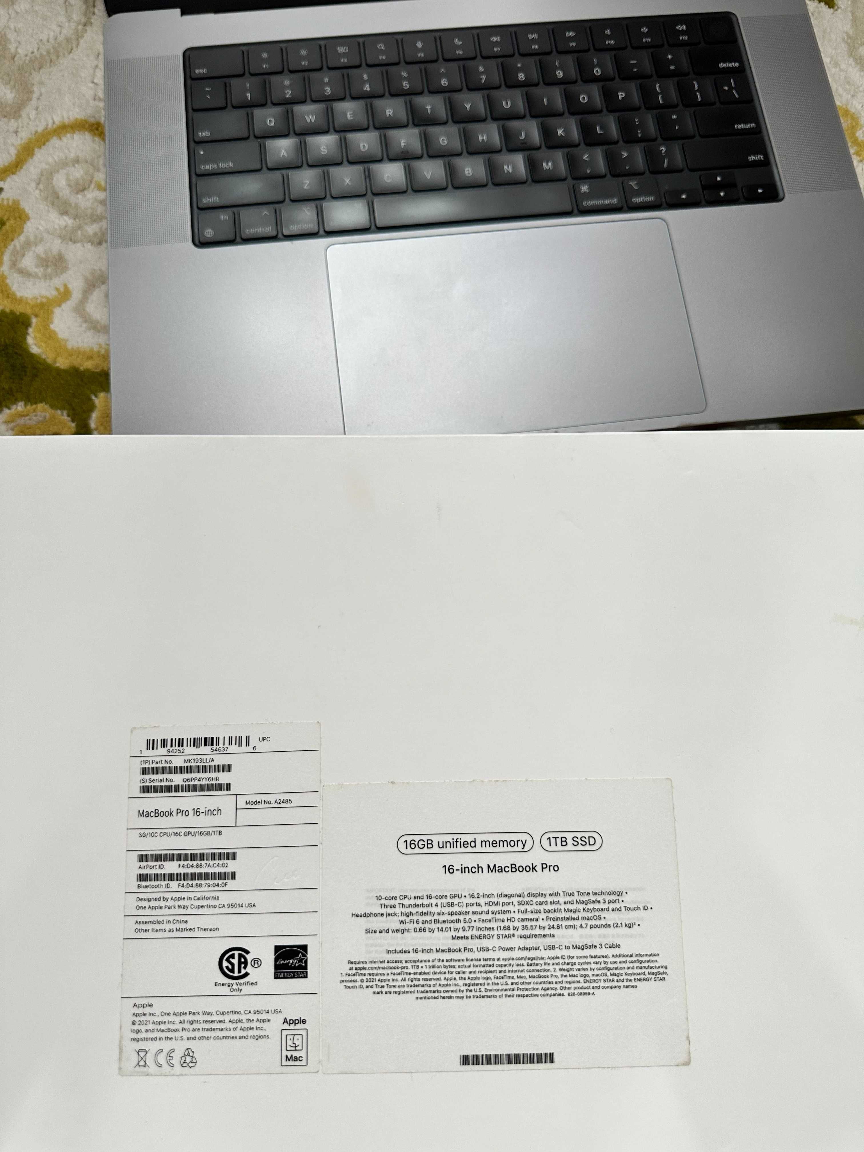 MacBook Pro 16 M1 Pro 16 GB RAM 1 TB SSD