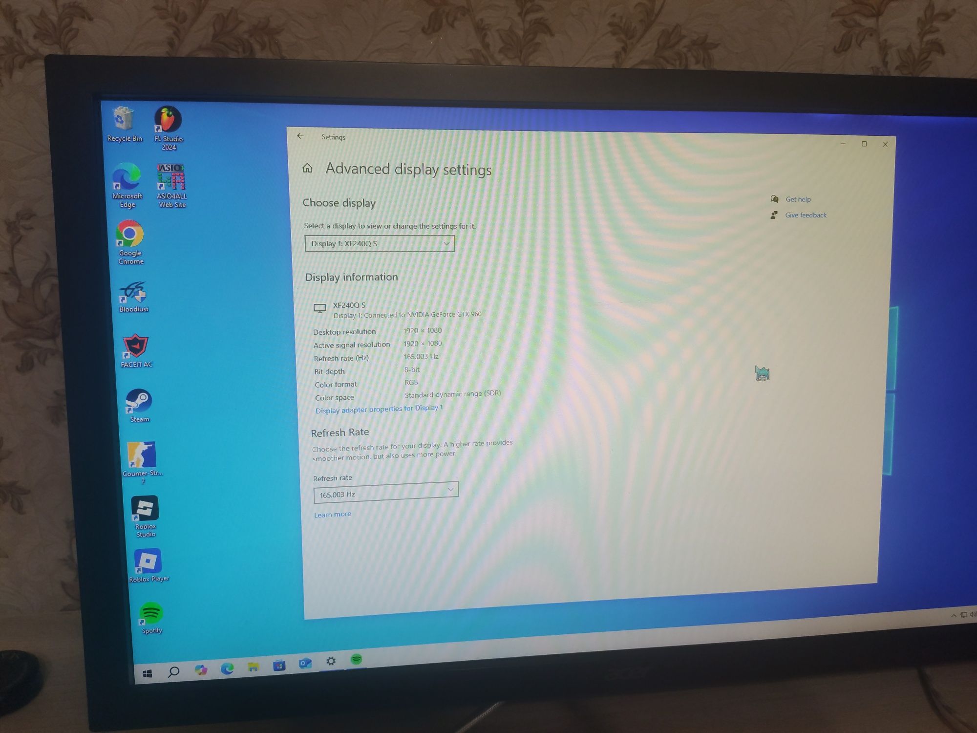 Продам монитор Acer xf240q 165hz