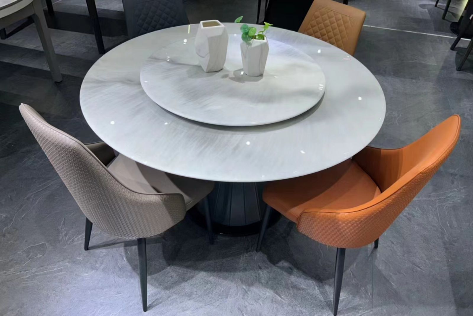 Распродажа! Круглый стол 135×135, керамогранит, поворотная вставка