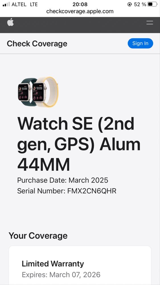 Apple watch 44 2025 NEW  (se 2nd, gps)