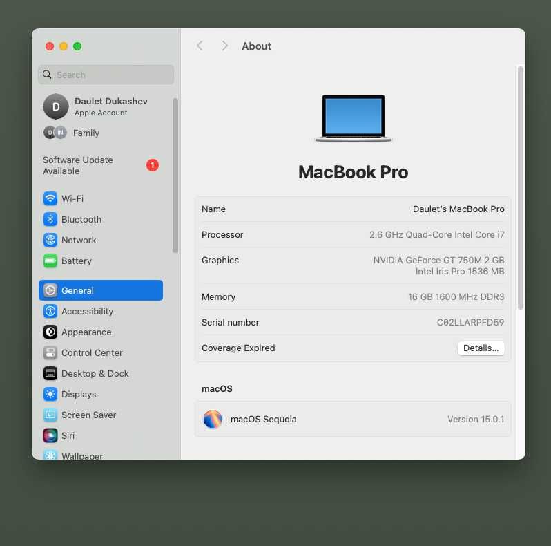 MacBook Pro 15, 16/1024 GB