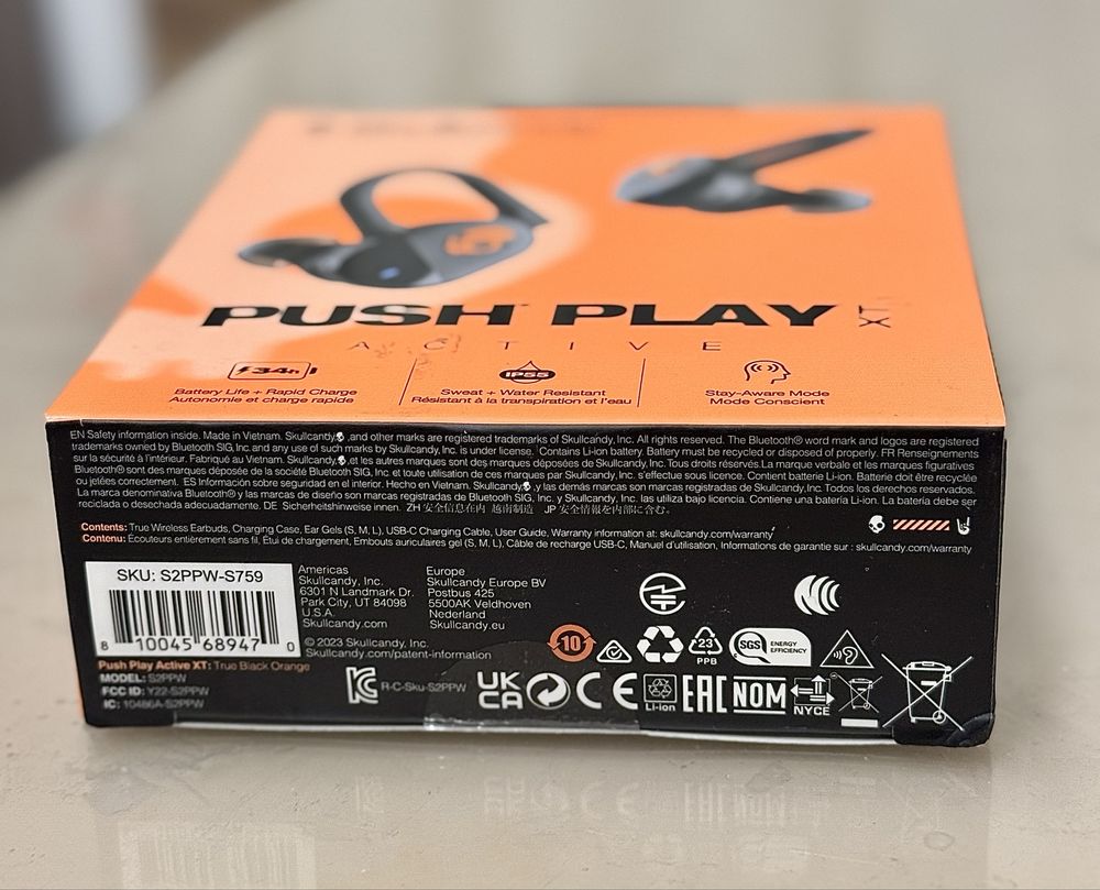 Наушники Skullcandy Push Play Active, новые, запечатанные, в коробке
