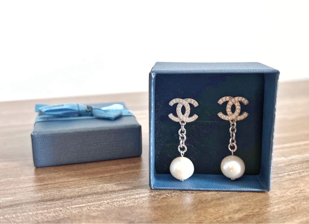 Серьги Chanel новые с жемчугом серебро